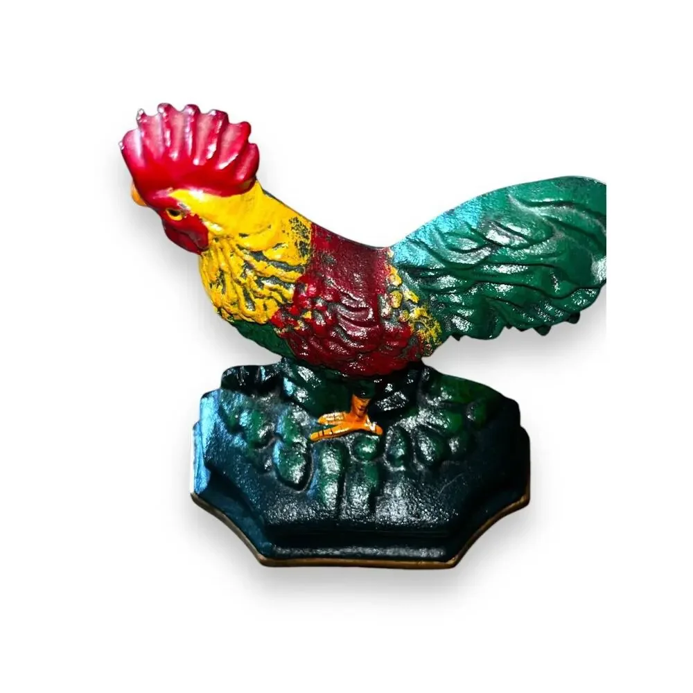 Vintage Cast Iron Rooster Door Stop Farmhouse Country Primitive Decor